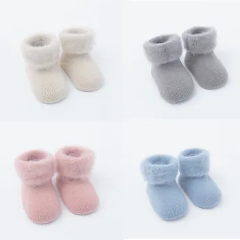 Dětské ponožky guma proti skluzu podlahy karikatura děti, Batolata podzim zimní Módní tlustý novorozené Roztomilé 0-6-12 měsíců