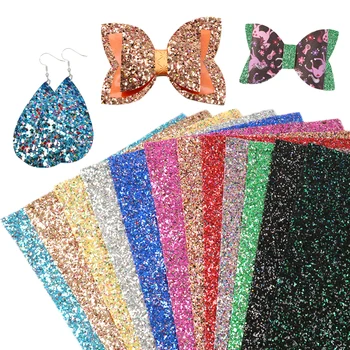 20*33cm Chunky Glitter Flitry Smíšené Umělé Syntetické Kůže Povlečení Patchwork Pro Bowknot Náušnice, Dárek, Party Dekor Vinyl