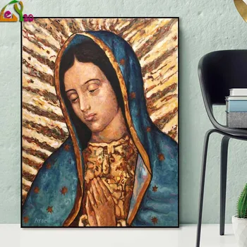 DIY Diamantový Malování Mexiko Guadalupské Panny Marie cross stitch mozaika plná squareround diamond výšivky drahokamu obraz