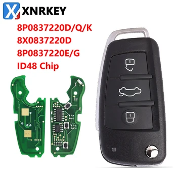 XNRKEY 3 Tlačítka Vzdálené Klíče od Auta Čip ID48 315/434Mhz pro Audi A3, S3, A4, S4, TT 2005-2013 8P0837220D/Q/K 8X0837220D 8P0837220E/G