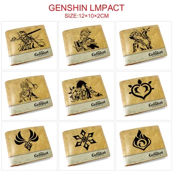 Hra Genshin Dopad Peněženku 7 Prvek Ganyu Keqing Wendi Krátký Plátno Peněženky, Cestovní ID Kreditní Karty, Paket Peněženky Kabelky Tašky Pouzdro