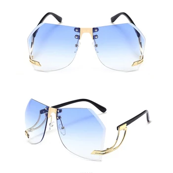 Nový Nepravidelný Sluneční Brýle Bez Obrouček Ženy Značky Návrhář Rám Ze Slitiny Oversize Gradient Sluneční Brýle Módní Ženské Jasné Odstíny