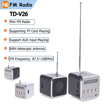 Přenosné FM Rádio s USB/TF přijímač, MP3 Hudební Přehrávač, Vestavěný LINKY V audio rozhraní Reproduktor S LED Displejem Osvětlení