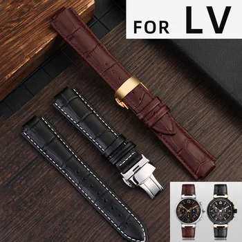 Pro LV Hodinky Zvedl Ústa pro Louis Vuitton Tambour Série Q1121 Specializované Watchband Ženy Muži Q114k Originální Kožené Hodinky Popruh