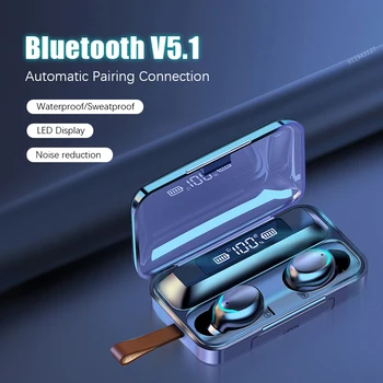 TWS Bezdrátová Sluchátka Bluetooth 5.1 Sluchátka Dual Stereo Redukce Šumu Sport Bass Dotykové Ovládání Sluchátek Dlouhá Pohotovostní 3000mAH