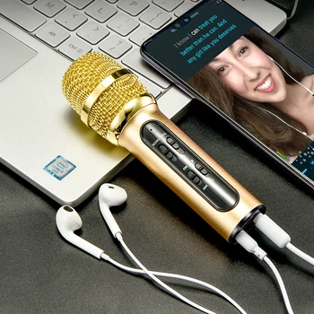 Přenosný Profesionální Kondenzátorový Mikrofon Karaoke Zpívat Nahrávání Live Microfone Pro Mobilní Telefon Počítač S ECHO Zvuková Karta