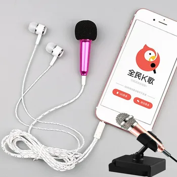 3,5 mm Stereo Studio Mic KTV Karaoke Mini Mikrofon S Sluchátka/Stojan Držák Pro Xiaomi Redmi Max 10S 10T 5G 9T 9S 8T 8