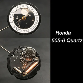 SW Ronda 505-6 Quartz Hnutí Náhradní Hodinky Opravy Nástrojů, z Nerezové Oceli, Baterie Mechanismu Bílé Kalendářní Datum