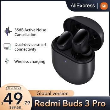 Globální verze Xiaomi Redmi Pupeny 3 Pro TWS Bluetooth Sluchátka Bezdrátová sluchátka 35dB ANC Dual-zařízení Redmi Airdots 3 Pro