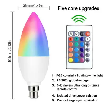 Inteligentní Žárovka E12/14/E26/E27/B22 Svíčka Lampa RGB IR Dálkové Ovládání Kompatibilní Led Žárovka Smart Led RGBW Lampa Home Dekor Nástroje