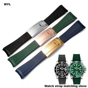 Hodinky příslušenství Pro Rolex Gumové Hodinky popruh mužské Ditongna Zelená Voda Ghost Potápěč zelené silikonové hodinky kapela 20/21mm