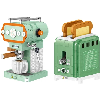 Mini Bloky Kreativní Káva Chléb Stroj Retro Moderní Stroje, Shromáždění, Model, Stavební Bloky Hračky Pro Děti, Vánoční Dárky