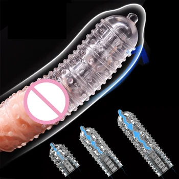 Crystal Penis Rukáv Extender Stimulace Žaludu Oddálit Ejakulaci Penis Rozšíření Rukáv, Opakovaně Kondomy Sexuální Hračky pro Muže