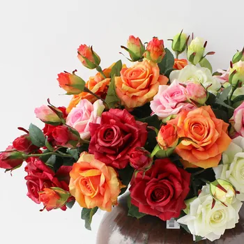 Umělý Latex růže, Květiny pro Svatební Dvěma Hlavami Skutečný Dotek Květiny růže Domácí dekorace Svatební Party kytice dodávky