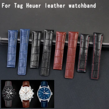 Pro tag heuer watchband hodinky kapela příslušenstv Originální kožený náramek Krokodýl obilí kožené hodinky popruh 19mm 20mm 22mm