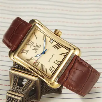 SEWOR Hodinky Módní Obdélník Hodinky Muži Zlato Automatické Mechanické Náramkové hodinky Muži Luxusní Hodinky Podnikání relogio masculino