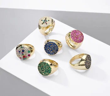 HECHENG,Barevné Crystal Bud Bague Prsteny Pro Ženy Zlatá Barva ,Velkoobchod,Snubní prsteny, Elegantní Šperky