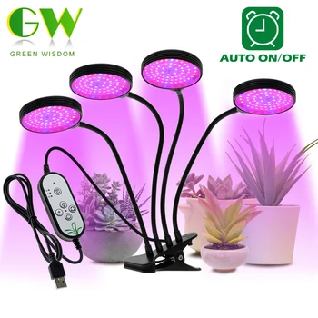LED Grow Světlo USB Full Spectrum Pěstování Rostlin Lampa s 5-Úroveň Stmívatelné & Nastavení Časovače Phyto Lampy pro Rostliny, Květ, Grow Stan