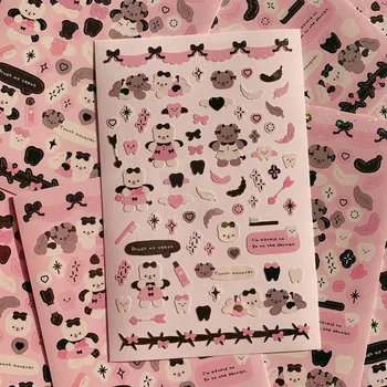Korejský Ins Šumivé Dialogové Okno Nosit Bear Téma Goo Kartu Nálepka DIY Zápisníku Mobilní Telefon Případě, Deník, Album, Dárek, Dekorace