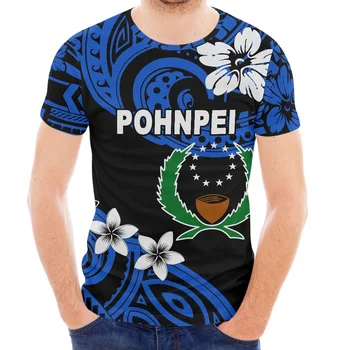 Pohnpei Grafický Design Tisk T Tričko Letní Velké Velikosti Pánské T-Shirt Round Neck Krátký Rukáv Každodenní Nošení, Volný čas Mikina