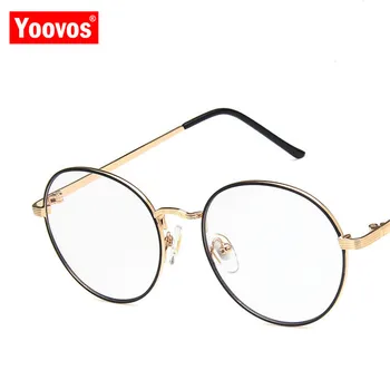 Yoovos 2021 Brýle Rám Ženy, Kulaté Brýle Rámy Modré Lehké Slitiny Brýle Vintage Design Značky Okulary Kovové Brýle Muži