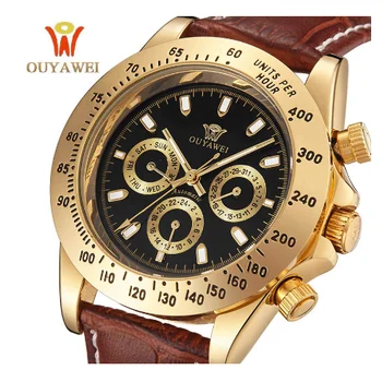 2019 OUYAWEI Pánské Mechanické náramkové hodinky Top Značky Luxusní náramkové hodinky pro muže armády 22mm kůže kostra hodinky muži
