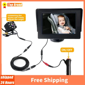 4.3 Palcový HD Auto Sledování pro Děti, Zadní Pohled Kamery Zobrazení Zadní Sedadla Systém Baby Monitor Noční Vidění Bezpečné Jízdy Příslušenství