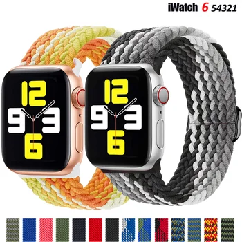 Pletená Solo Smyčka Pro Apple watch band 44 mm 40 mm 38 mm 42 mm Nylon Nastavitelný Pružný pásek náramku iWatch series 3 4 5 se 6 popruh