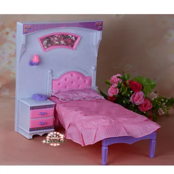 Pro Barbie Panenky Nábytek Doplňky Plastová Hračka Růžový Sen Princezna Světlo u Postele Noční Stolek Ložnice domeček Dárek, Dívka, DIY