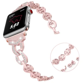 Luxusní Ženy Diamond Náramek Popruh pro Apple Watch Band Série 8 7 SE 6 5 4 3 Ultra 49mm 45 mm 41 mm 40 mm 44 mm 38 mm Kovový Pás