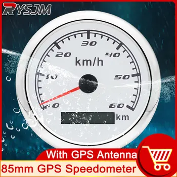 Vodotěsné 85mm GPS Rychloměr Ukazatel LCD Displej Tachometru 30 60 120 200 km/h S GPS Antenn pro 12V 24V Auto Motocykl Loď