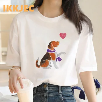 beagle t-shirt ženy y2k oblečení tumblr ulzzang estetické kawaii oblečení tričko bílé tričko t