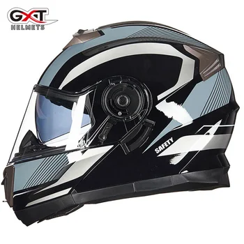Klasické Profesionální GXT Modulární Flip Up moto Helma Bezpečnost Dual Lens Motocross Závodní Helmice, Capacete Moto DOT Schválen