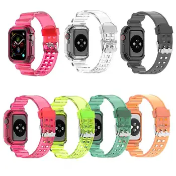 Jasné Kapela Pouzdro pro Apple Watch Sport Série 6 SE 5 4 3 2 Transparentní Silikonový Popruh pro iwatch Popruh, 40 mm 42 mm 44 mm 38 mm