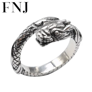 FNJ Štěstí, Zvíře, Drak, Prsten 925 Stříbro Nové Módní Originální S925 Mincovní Stříbro Prsteny pro Ženy Šperky Nastavitelná velikost