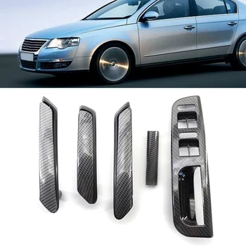 Řidič auta Spínače Okna Dveří, Krycí Panel, Rámeček kliky Dveří Spolujezdce pro Volkswagen Passat B5 Klika Dveří z Uhlíkových Vláken