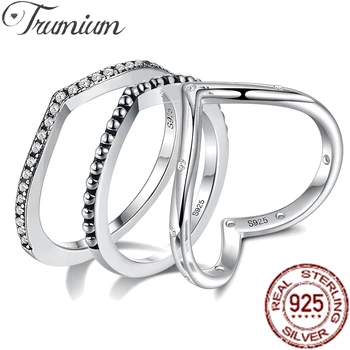Trumium Originální 925 Sterling Silver Kapičky Vody Jasné CZ Prsteny pro Ženy, Svatební Zásnubní Jemné Šperky Dárek
