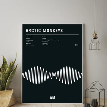 Plakáty a Tisky Černá Arctic Monkeys AM album Hudební Typografii Plakát Wall Art Obrazy Malířské Plátno Pro Místnosti Domova