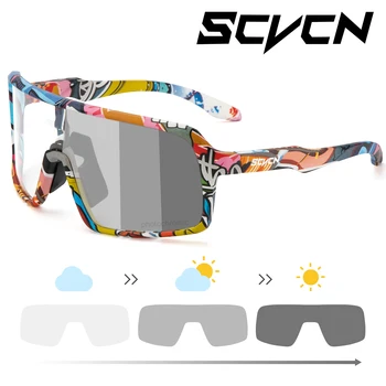 2022 Nové SCVCN Pánské Fotochromatické Cyklistické Brýle Ženy Sportovní Běží Rybaření Polarizované Brýle UV400 Horské Kolo Brýle