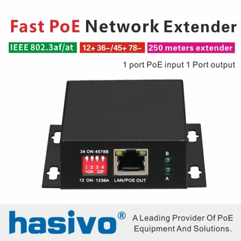 PoE Sítě Ethernet Switch PoE Extender 250 metrů, PoE Network Extender, 1 port 10/100M PoE