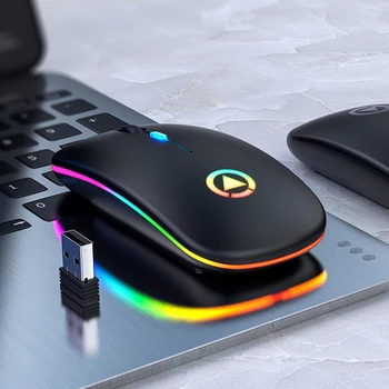 RGB Bezdrátová Myš Počítačová Myš Silent Ergonomické Dobíjecí Myši s LED Podsvícený Optická USB Myši pro PC Laptop