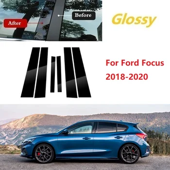 6ks Leštěné Pilíře Příspěvky Fit pro Ford Focus 2018-2020 Okna Trim Kryt PŘ. Sloupku Nálepka
