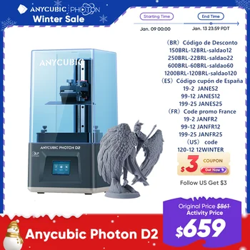 【Nejnovější】Photon D2 ANYCUBIC 3D Tiskárna tiskne Srovnání Velikosti 5.9 inch Spotřebitele DLP 3D Tisk Double Algoritmy Pryskyřice Tiskárny