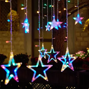 Hvězda Závěs Věnec na Okno String Světla Víla Světla, Svatby, Nový Rok, Vánoční Dekorace pro Domácí Ložnice Ramadánu