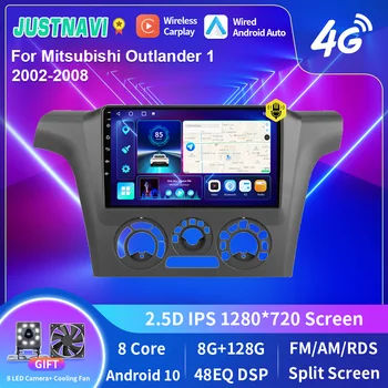 JUSTNAVI Android 10 pro Mitsubishi Outlander 1 2002-2008 2din autorádia 1280*720P Multimediální Přehrávač Stereo Audio pro Auto Carplay