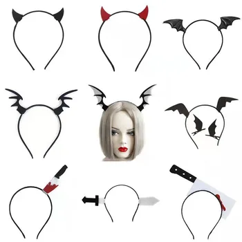2022 Novinka Halloween Cosplay Vlasy Hoop Gothic Ďábel Roh Čelenka Pavouk Závoj Maska Černobílá Strana, Maškarní Vlasy Příslušenství