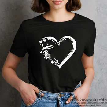 Ženy Milují Butterfly Heart Punk Vtipné tričko Gril Letní Tisk Harajuku korejské Oblečení Camiseta Mujer Femme Vrcholy,Drop Loď