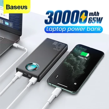Baseus 65W Power Bank 30000mAh USB C PD Rychlé Nabíjení 20000 Portable Powerbank Externí Baterie, Nabíječka Pro iPhone Xiaomi Notebook