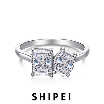 SHIPEI Pevné 925 Sterling Silver Drcený Led Cut Bílý Safír Drahokam Svatební Zásnubní Prsten pro Ženy Šperky Velkoobchod