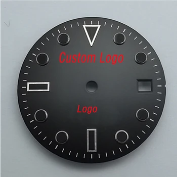 Vlastní Logo 28,5 mm černá modrá zelená sterilní hodinky dial fit NH35 NH36 pohybu Laserové gravírování